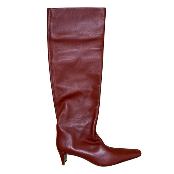 Staud Wally Tall Boots In Red Pinot Leather 10 NWOB - Picture 3 of 8